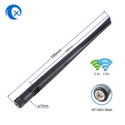 회전대 RP SMA 커넥터가 있는 2.4G 5.8G 듀얼 밴드 무지향성 WiFi 안테나